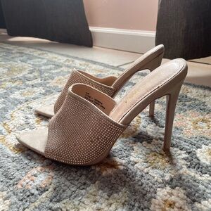 Nude rhinestone heels